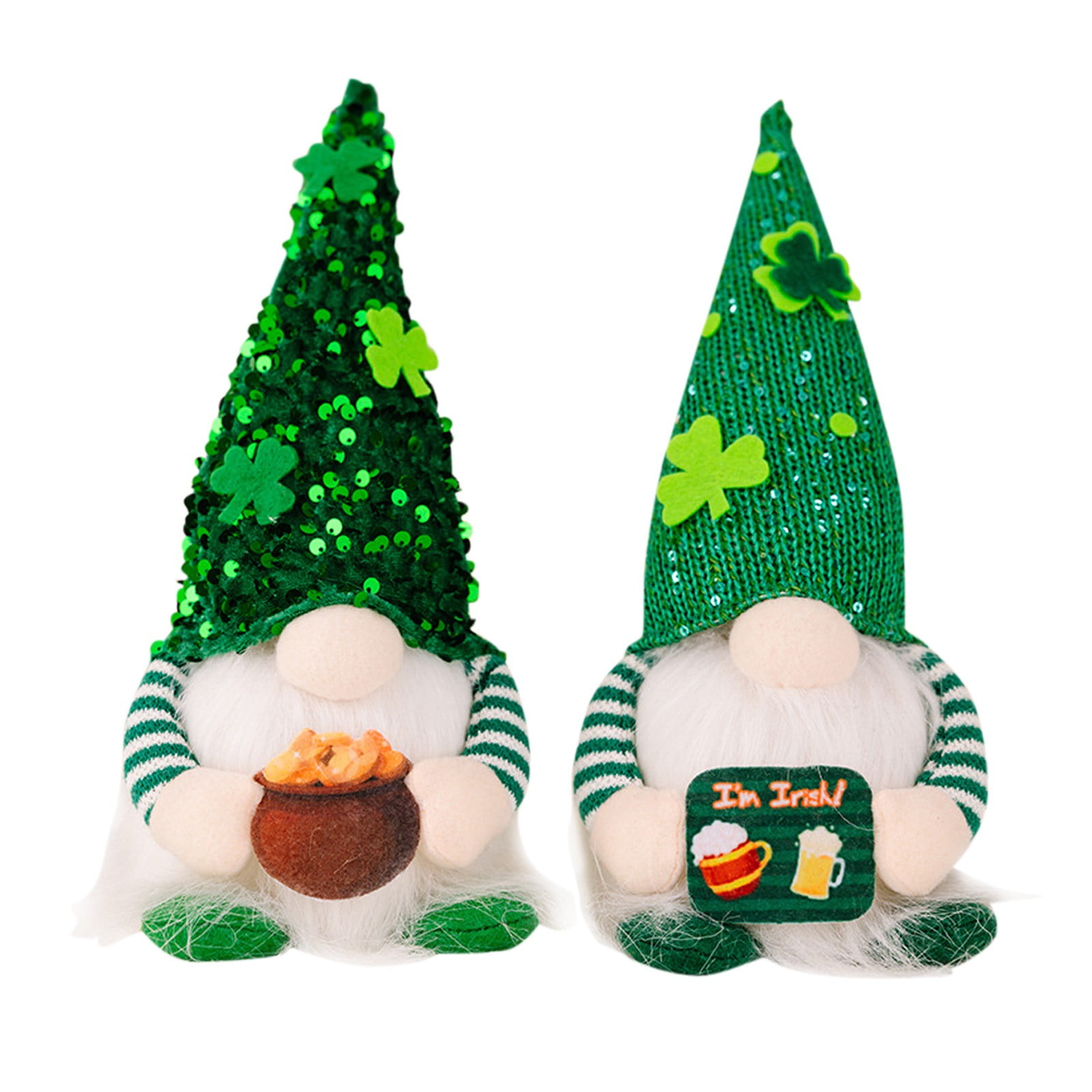 NEGJ 2PC Irish Festival Green Gnomes Plush Decor Gnome Plush Doll Irish