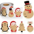 NEGJ 500 Pcs Merry Christmas Stickers Roll 1" Round Christmas Tags