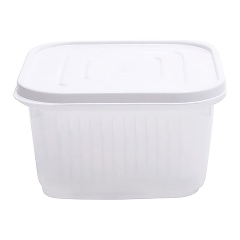 White Transparent Divided Food Storage Container With Drainage