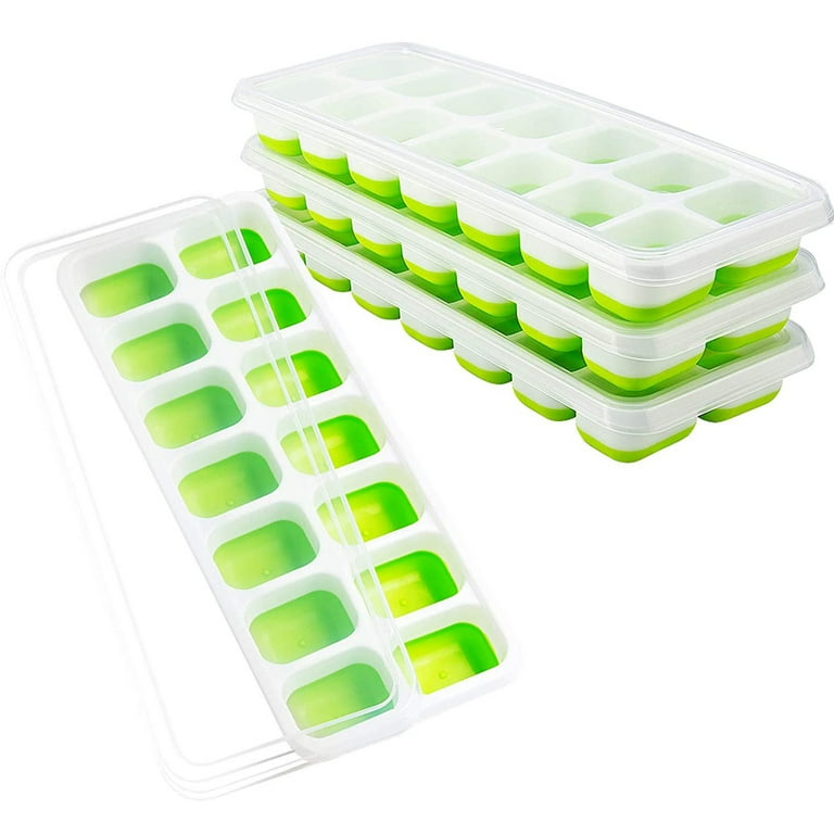 4pack Small Round Ice Cube Tray for Freezer, Plastic Ice Trays