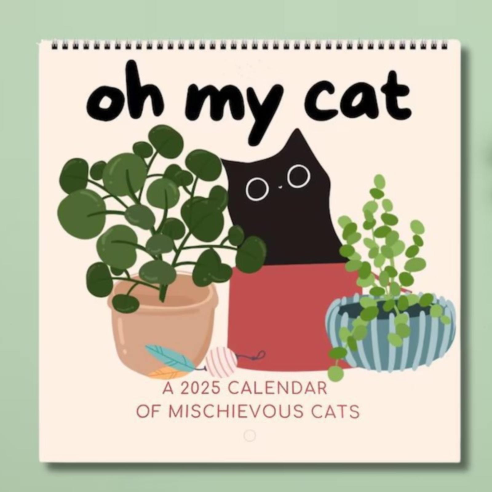 NEGJ Oh My Cat Mischievous Cats 2025 Wall Calendar.Vertical Wall