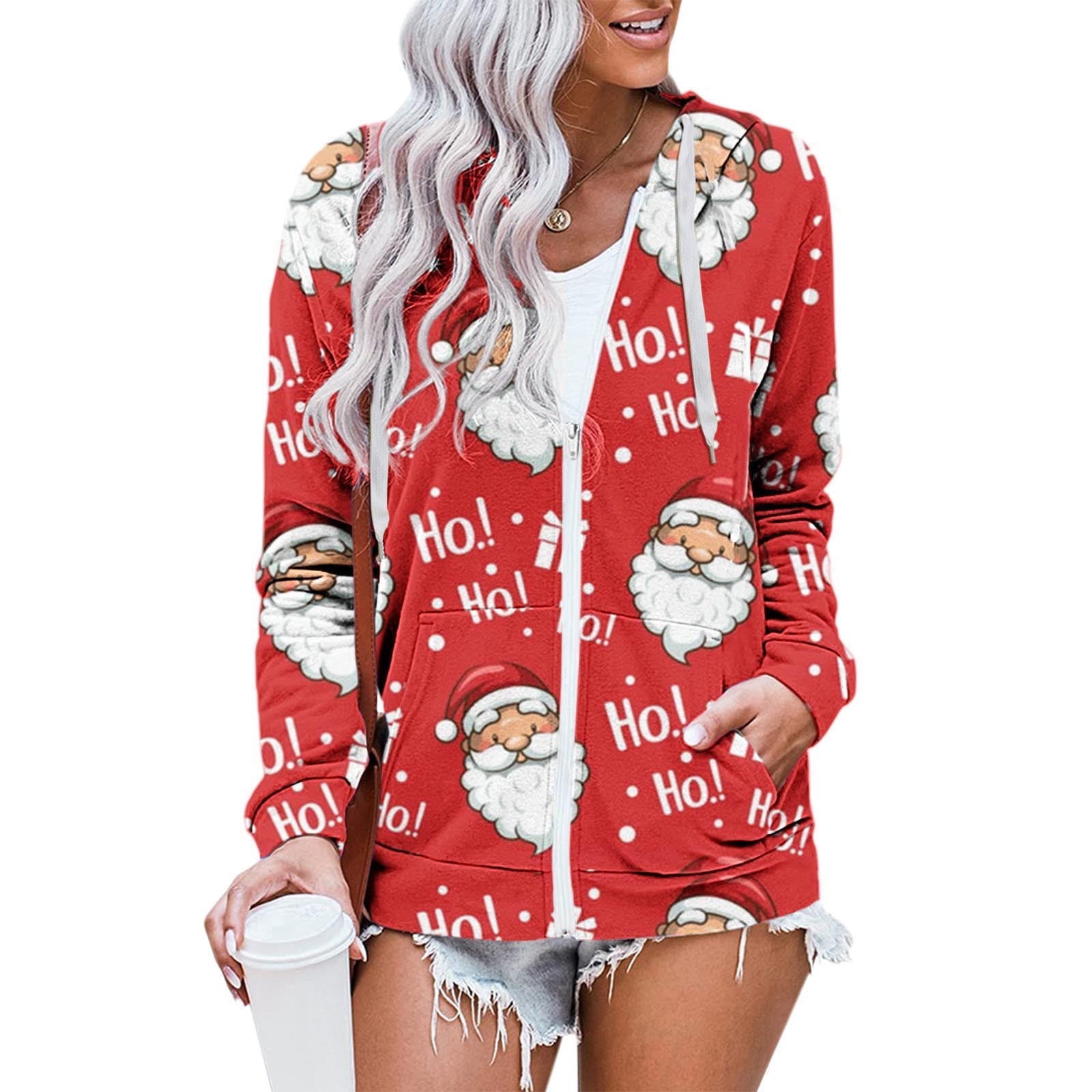 NEGJ Women's Long Sleeve Tunics Zip Up Hoodies Sweatshirt Casual