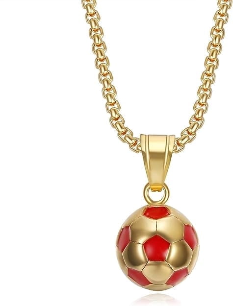 NEGS Soccer Ball Pendant Necklace - Stainless Steel Chain With Football Charm For Men & Women