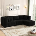 thumbnail image 1 of NEGYLIM 109" L-Shaped Boneless Modular Cloud Sectional Sofa with Movable Ottoman, Deep Seat, High-Resilience Foam, No Assembly Required, Teddy Fleece Upholstery, Black, 1 of 14