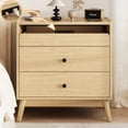 thumbnail image 1 of NEGYLIM 3-Drawer Nightstand with Hidden Charging Station, Wood Bedside Table 25" Height x 24" Width, Bedroom Furniture End Table, 1-Pcs, 1 of 10
