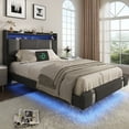 thumbnail image 1 of NEGYLIM Floating Bed Frame Twin Size with LED Lights, Easy to Assemble, Metal Platform Bed with Storage Headboard, No Box Spring Needed, Black, 1 of 14