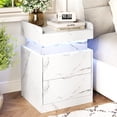 thumbnail image 1 of NEGYLIM Bedside Table, Nightstand with Multi-Color LED Light Strip, Quiet Drawers, 3 Drawers, Small Space Solution, Bedroom End Tables, White, 1 of 13