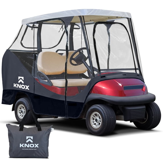 NEH 2 Person Golf Cart Enclosure 55" Short Roof, 600D Portable Transparent Driving Golf Cart Cover Storage, Golf Cart Accessories, Compatible with EZGO TXT/RXV, Yamaha, Club Car DS Precedent