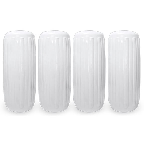 NEH Center Hole Ribbed Boat Pontoon Fender 10" x 28" 4pcs Inflatable Vinyl Mooring Bumpers Guard Dock Docking - White
