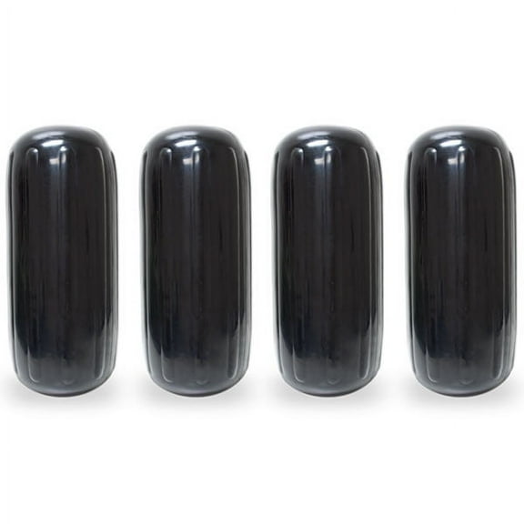 NEH Center Hole Ribbed Boat Pontoon Fender 8" x 20" 4pcs Inflatable Vinyl Mooring Bumpers Guard Dock Docking - Black