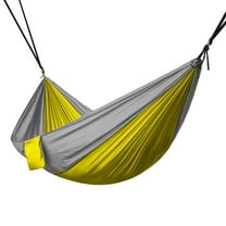 NEH Hammock, Portable 2 Person Camping Hammock, Portable Hammock for Two with Carabiners and Pre-Attached Bag, Two Person Hammock Camping Fun, Great Camping Accessories (Grey & Yellow)