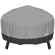 NEH Outdoor Patio Fire Pit Cover - 44" Diameter - Breathable Material, Sunray Protected, and Weather Resistant Storage Cover, Gray with Black Hem