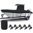 thumbnail image 1 of NEH T-Top Boat Cover 17-19ft, Thick Heavy Duty Fabric, Fade-Proof, Rip Resistant, Waterproof, Trailerable, Hard Top Center Console Cover, Black, 1 of 9