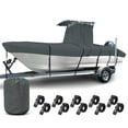 thumbnail image 1 of NEH T-Top Boat Cover 17-19ft, Thick Heavy Duty Fabric, Fade-Proof, Rip Resistant, Waterproof, Trailerable, Hard Top Center Console Cover, Charcoal Gray, 1 of 9