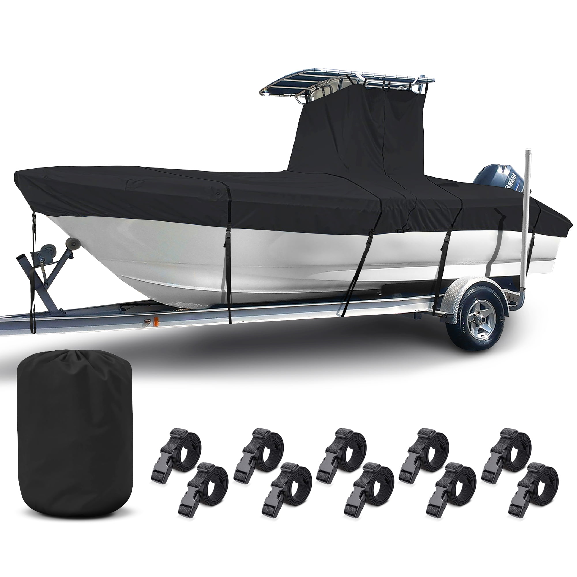 NEH T-Top Boat Cover 22-24ft, Thick Heavy Duty Fabric, Fade-Proof, Rip Resistant, Waterproof, Trailerable, Hard Top Center Console Cover, Black - Walmart.com NEH T-Top Boat Cover 22-24ft, Thick Heavy Duty Fabric, Fade-Proof, Rip Resistant, Waterproof, Trailerable, Hard Top Center Console Cover, Black - Walmart.com