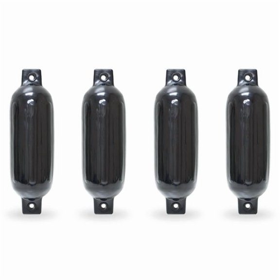 NEH Twin Eye Ribbed Boat Pontoon Fender 4.5" x 16" 4pcs Inflatable Vinyl Mooring Bumpers Guard Dock Docking - Black