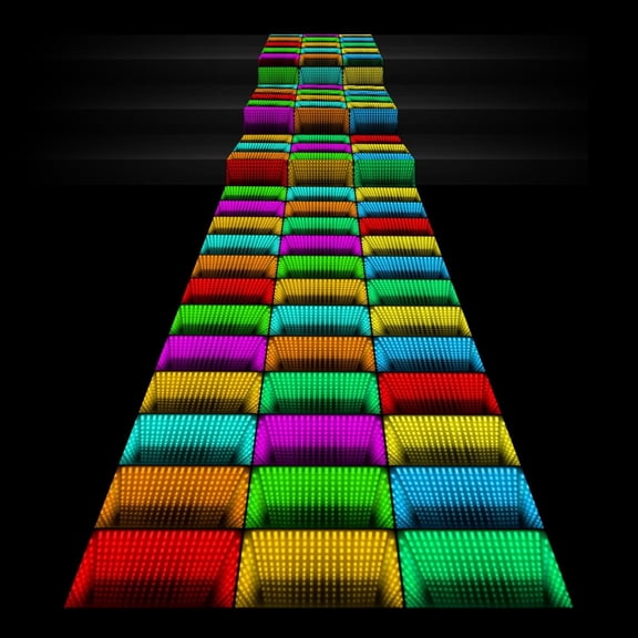 NEI 118 x 39 Inch Halloween Neon Light up Dance Floor Glow in The Dark Runner UV Reactive Blacklight Floor Aisle Runner Decor Wall Props for 80s 90s Neon Birthday Party Decorations(Dynamic Grid)