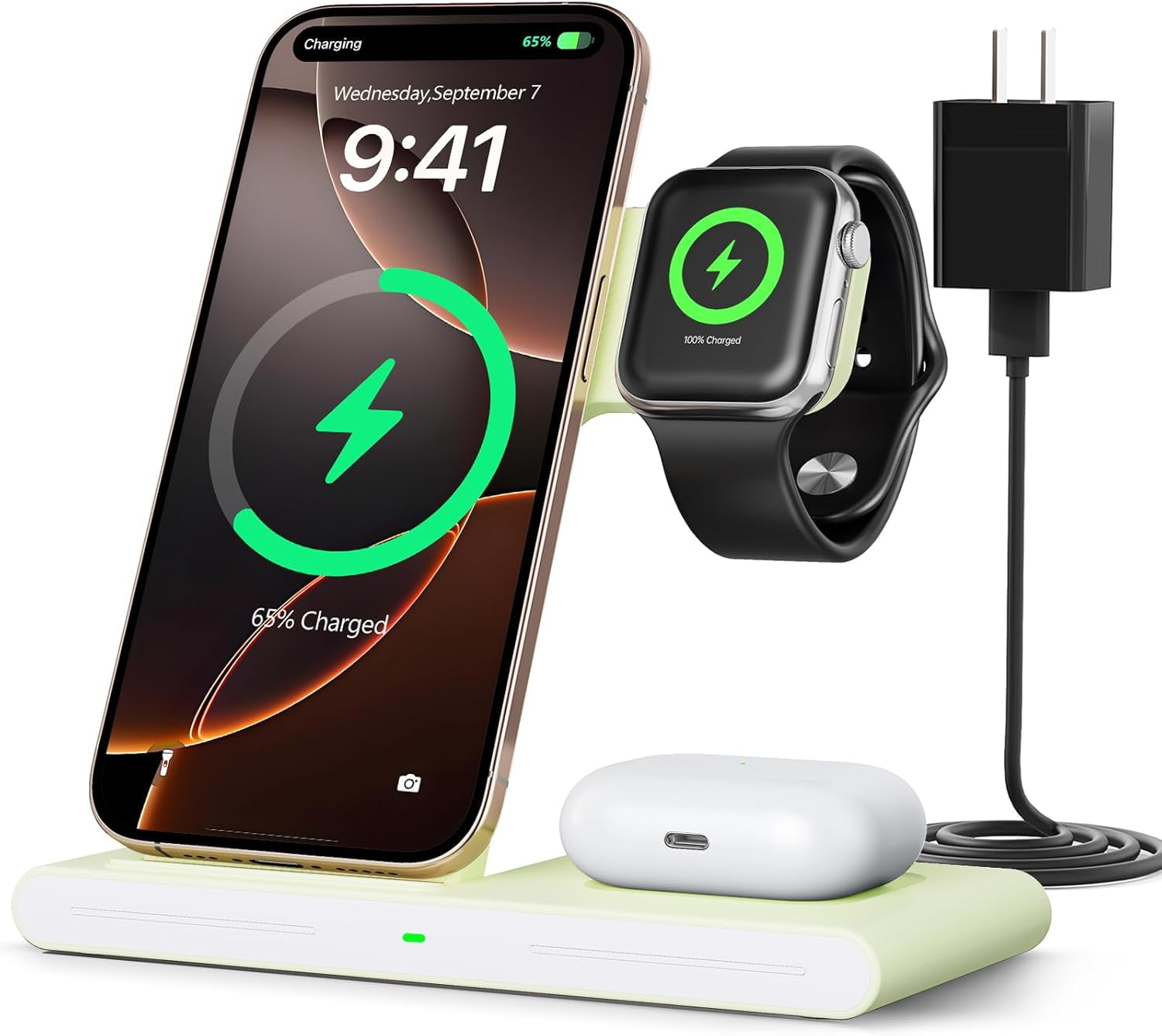 NEI-2026 Wireless Charger for Apple and Android Charging Station,3in1 Fast Max Charging for iPhone 16 15 14 13 12 Pro Max Plus, Apple Watch Series & Air pods 4 3 2 Pro, Android Samsung Galaxy Series
