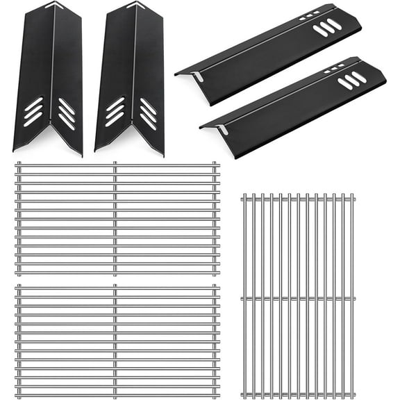 NEI Grill Grate Grill Heat Plates Parts for Dyna Glo Grill DGF493BNP, DGB494SPB, 4 Burner Heat Shield BBQ Gas Grill Replacement for Backyard BY13-101-001-12, BY14-101-001-099, Uniflame GBC1343WP-U