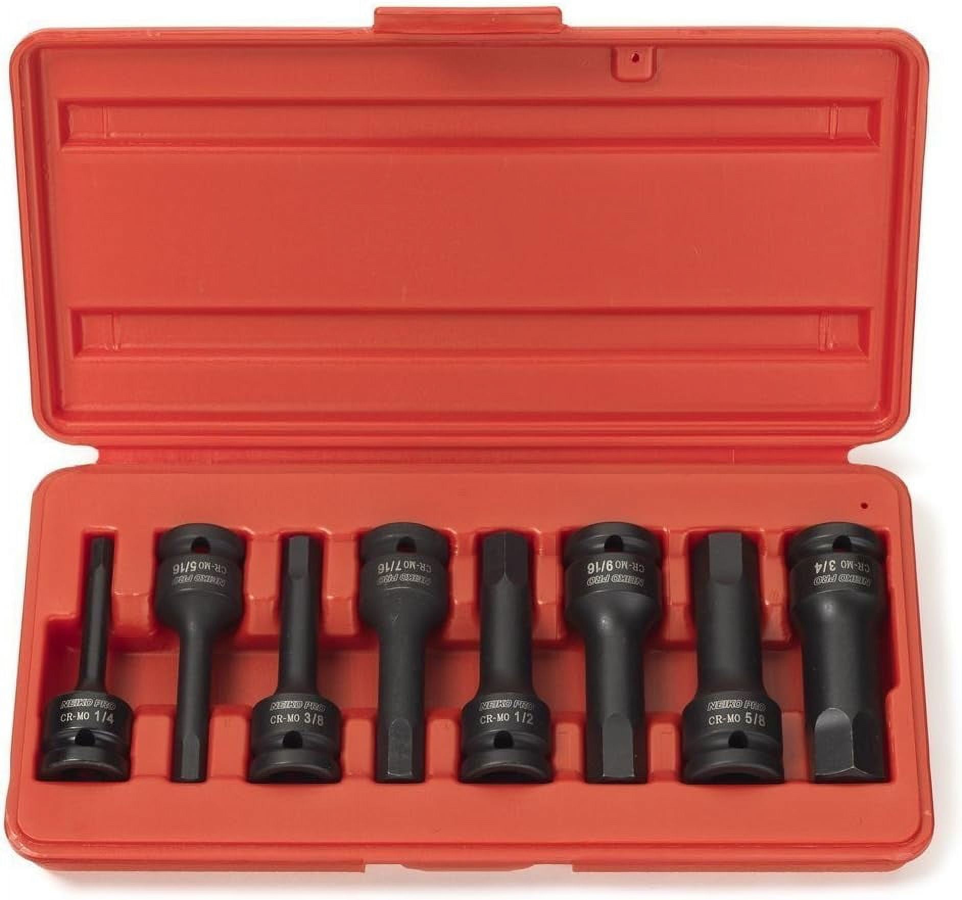 NEIKO 01137B 1/2InchDrive Allen Socket Set, 3Inch Length, 1/2Inch