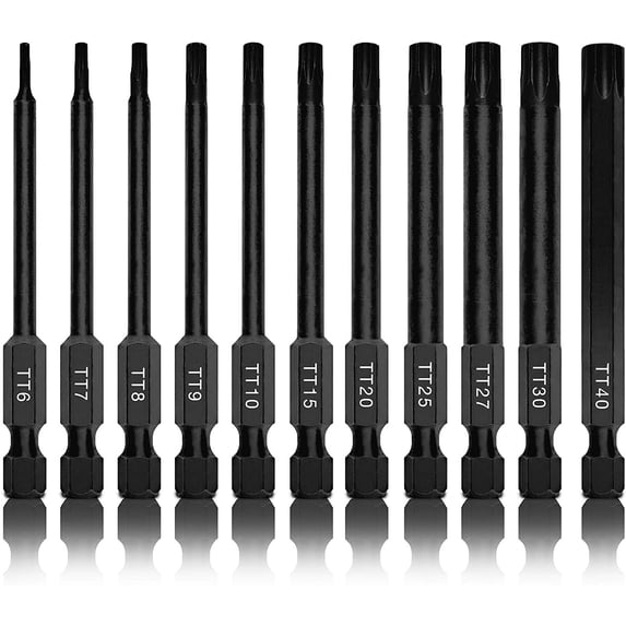 NEIKO 01149A Torx Head Drill Bit Set, 11-Piece Sizes TT6 to TT40 | Tamperproof Magnetic Torx Bits | 3 Quick Release Shanks | Premium S2 Steel | Compatible with Power Drills and Impact Drivers
