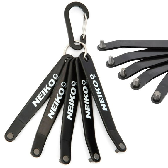 NEIKO 01325A Ultra Low Profile Offset Screwdriver Torx Set, 5 Pc, Heavy Duty S2 Steel Construction, 10mm Bit Depth, Angled Hex Bit, Bent Screwdriver for Tight Spaces, Allen Wrench Keychain