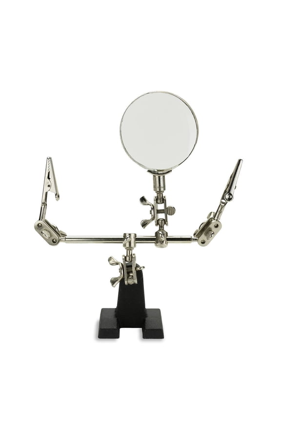 01902 Adjustable Helping Hand with Magnifying Glass, Third Hand Solder Aid, Soldering Wire Station Stand with Dual Alligator Clips & a Heavy Base, Beading & Jewelry Making Tools, Solder Holder