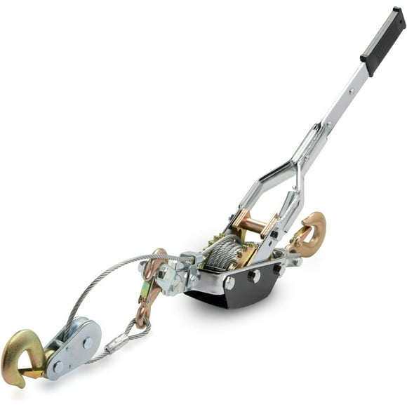 NEIKO 02256A Come Along Winch, 5-Ton (10,000 Lbs) Pulling Capacity, 10Ft,3 Hook, Heavy Duty Power Cable Come Along Tool with Dual Gears, Hand Winch Cable, Automotive Hoist Winch Puller, Recovery Gear