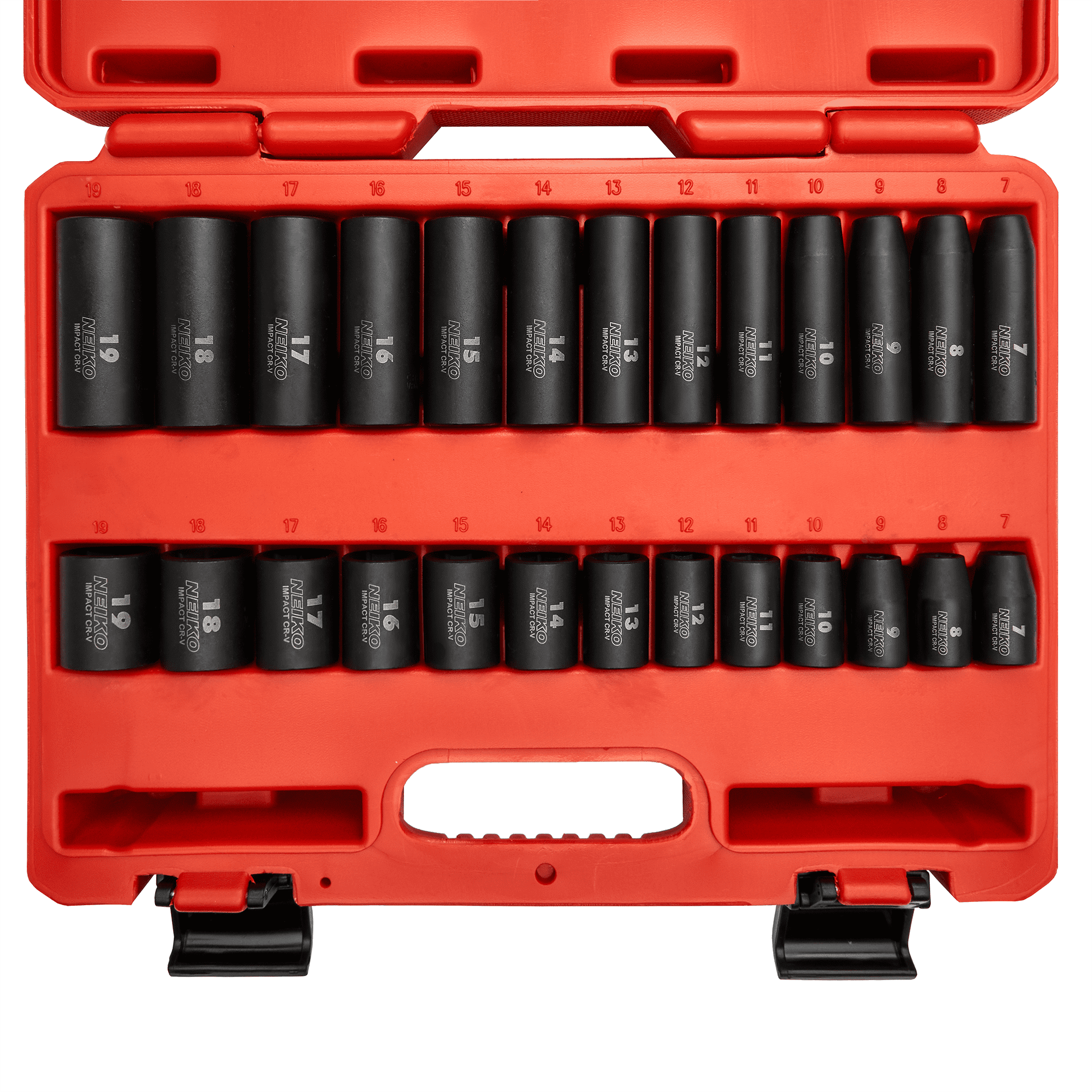 NEIKO 02433A 3/8” Drive Standard and Deep Metric Impact Socket Set 26