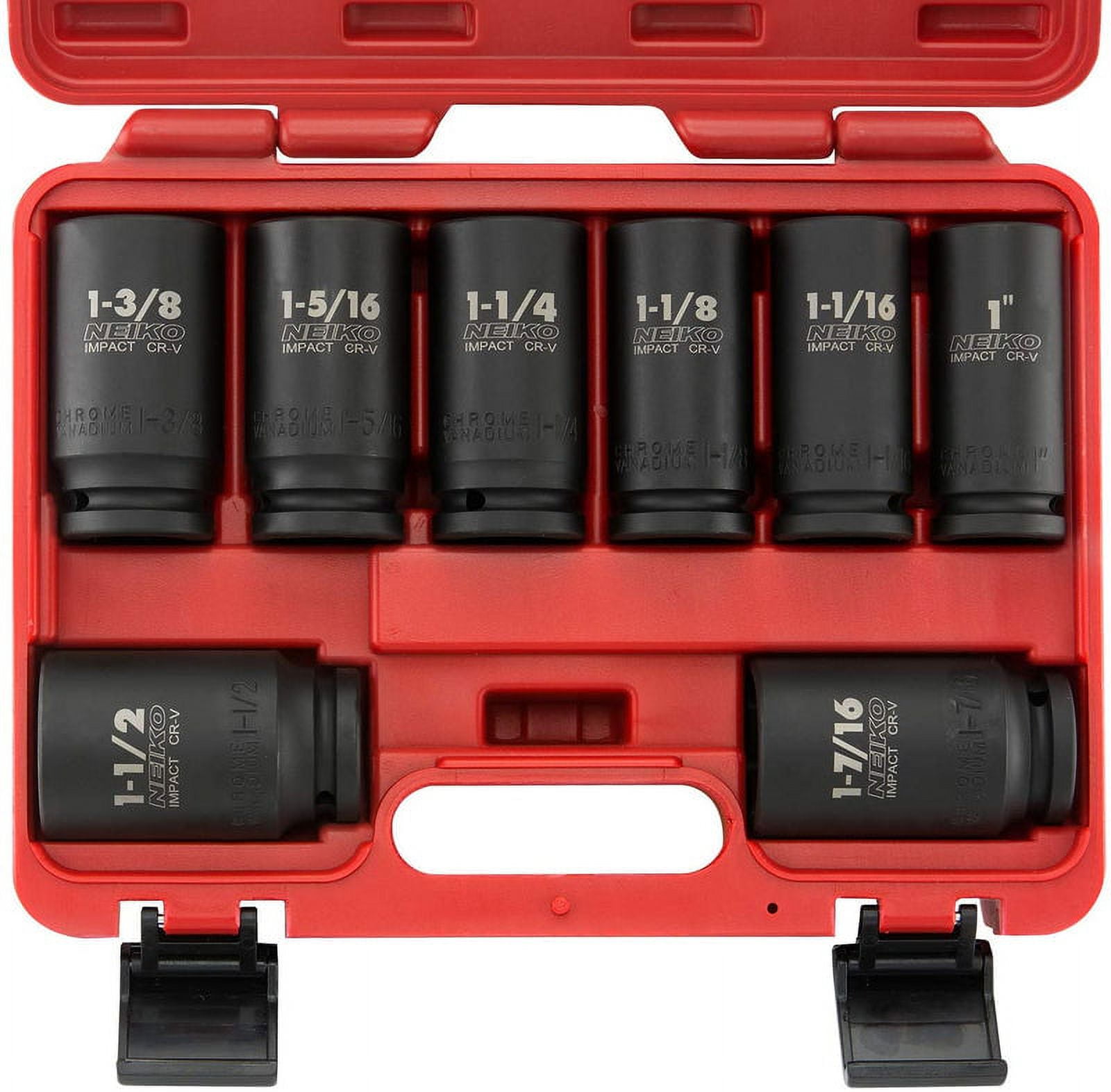 NEIKO 02461A 3/4 Inch Drive Impact Socket Set, SAE 1” to 11/2”, 8 PC