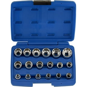 NEIKO 02488A 3/8" Drive Universal 6 Point Metric Socket Set, 18 Piece Universal Mechanic Spline Socket Set Metric & SAE, Cr-V Steel Low Profile Socket Set, Spline Bit Socket Set, 3/8 Socket Set