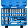 thumbnail image 1 of NEIKO 02512A 3/8” Drive Socket Set with Quick Release Ratchet (90 Tooth), 43 Piece Standard and Deep Metric Sizes, 6mm to 24mm, 6 Point, Universal Joint, 3/8” Extension Bars, Made with CR-V Steel, 1 of 7