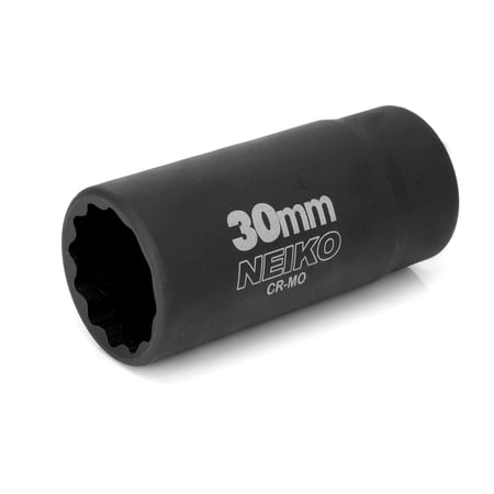 NEIKO 02522A 30mm Socket, 1/2” Deep Impact Socket, Spindle and Axle Nut Socket, 12 Point, Cr-Mo,Deep Well Hub, Triple Square, Axle Shaft Nut Remover