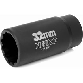 NEIKO 02523A 32mm Socket | 1/2” Drive Deep Impact Socket | Spindle & Axle Nut Socket | 12 Point |Chrome Molybdenum Cr-Mo |Deep Well Hub | Triple Square | Axle Shaft Nut Remover