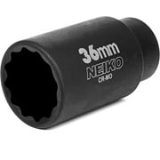 NEIKO 02527A 36mm Socket | 1/2” Drive Deep Impact Socket | Spindle & Axle Nut Socket | 12 Point |Chrome Molybdenum Cr-Mo |Deep Well Hub | Triple Square | Axle Shaft Nut Remover
