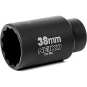 NEIKO 02528A 38mm Socket | 1/2  Drive Deep Impact Socket | Spindle & Axle Nut Socket | 12 Point |Chrome Molybdenum Cr-Mo |Deep Well Hub | Triple Square | Axle Shaft Nut Remover
