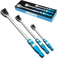 thumbnail image 1 of NEIKO 03006A Flat Head Ratchet Set, 3 Piece Low Profile Ratchet, 1/4 Drive, 3/8 Ratchet Wrench, and 1/2 Inch Ratchet, 90 Teeth, Anodized Textured Grip Handle, Long Handle Ratchet, Sealed Head, Cr-Mo, 1 of 6