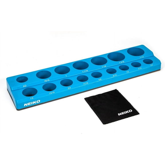 NEIKO 03976A Magnetic Socket Holder, 1/2 Drive, 3/8- 15/16 SAE, Shallow & Deep Sockets Tray, Standard Socket Set Organizer, Socket Organizers for Toolboxes Trays, Scratch Free Mounting