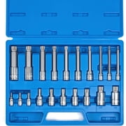 NEIKO 10057A XZN Triple Square Bit Set, 20-Piece Set, Spline Socket Set, Extra Long 4  Triple Square Socket Set, 4mm to 18mm, 12 Point Socket Set Tamperproof, Square Drive Socket Bit, S2 & Cr-V Steel