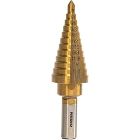 NEIKO 10185A Titanium Step Drill Bit, High-Speed Alloy-Steel Bit, Hole Expander for Wood and Metal, 12 Step Sizes from 3/16 Inch to 7/8 Inch
