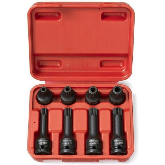 NEIKO 10283B XZN Triple Square Spline Socket Set | 8pc Heavy Duty Impact Cr-Mo Steel | Tamper Proof (M12 - M18)