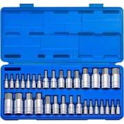 NEIKO 10288A Allen Hex Bit Socket Set, 32 Piece SAE and Metric Allen Socket Set, Allen Head Hex Key Socket Set Made with S2 Steel