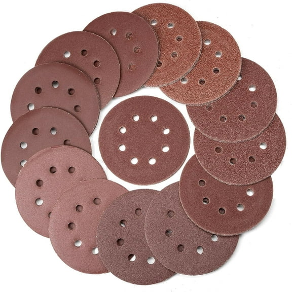 NEIKO 11270A 72 Piece Sanding Discs for 5 Orbital Sander, Hook and Loop, Sandpaper Assortment with 40, 60, 80, 120, 180, 240, 320 Grit, Premium Aluminum Oxide Grain, Solid Surface Sanding Pads