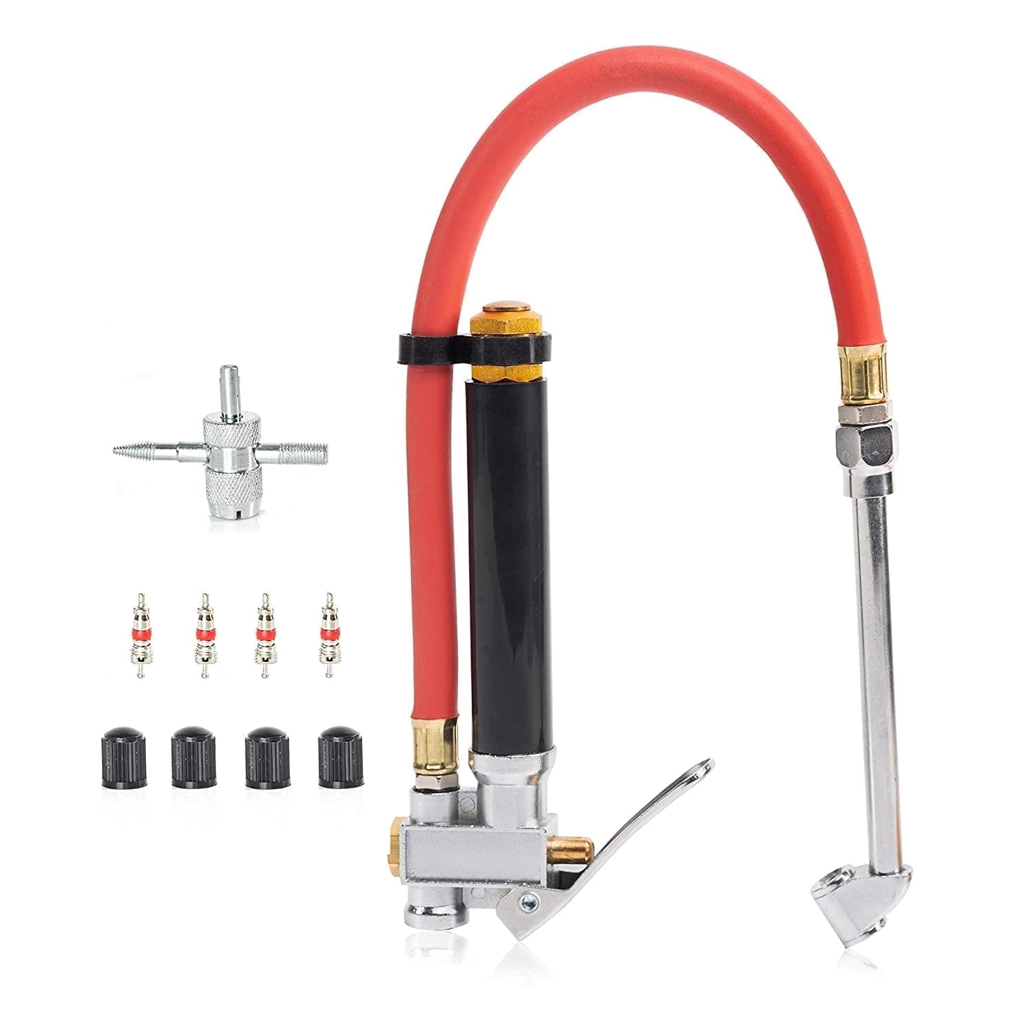 Tire Inflator, Pressure Gauge, 0-220PSI, Air Compressor Attachment,Quick Coupler