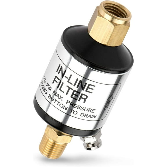 NEIKO 30253A Water and Oil Separator for Air Line | 1/4" NPT Inlet and Outlet | 150 PSI | Air Compressor and Air Tool Accessory | Protect Lifespan of Pneumatic Tools | Optimize Performance, Black