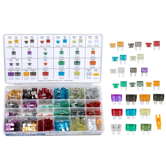 NEIKO 50501A Car Fuse Master Assortment Set, 300pc, Fast Acting, Auto Fuses Kit, Standard, Micro & Mini Sizes, 2A, 3A, 5A, 10A, 15A, 20A, 30A, 35A & 40 Amp, Marine Boat, Automotive, RV, Car Fuse Kit