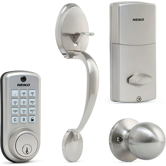 NEIKO 52906A Digital Door Lock, Keyless Entry Door Lock, Electronic Keypad, Front Door Combination, Stainless Steel & Zinc Alloy, Front Door Lock Set Keyless Entry with Deadbolt, Home Security, Office
