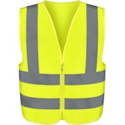 NEIKO Safety Vest, High Visibility Vest with Reflective Strips, Neon Yellow Vest, Zipper Front, Reflective Vest For Men and Women, Work Vest, Security Vest and Hi Vis 5XL for Adults, 54072A