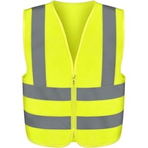 NEIKO Safety Vest, High Visibility Vest with Reflective Strips, Neon Yellow Vest, Zipper Front, Reflective Vest For Men and Women, Work Vest, Security Vest and Hi Vis (6XL for Adults, 54073A)