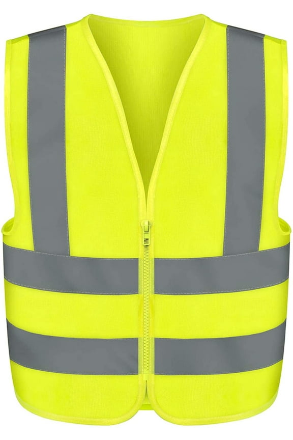 Safety Vest, High Visibility Vest with Reflective Strips, Neon Yellow Vest, Zipper Front, Reflective Vest for Men and Women, Work Vest, Security Vest and Hi Vis (Large for Adults, 53941A)